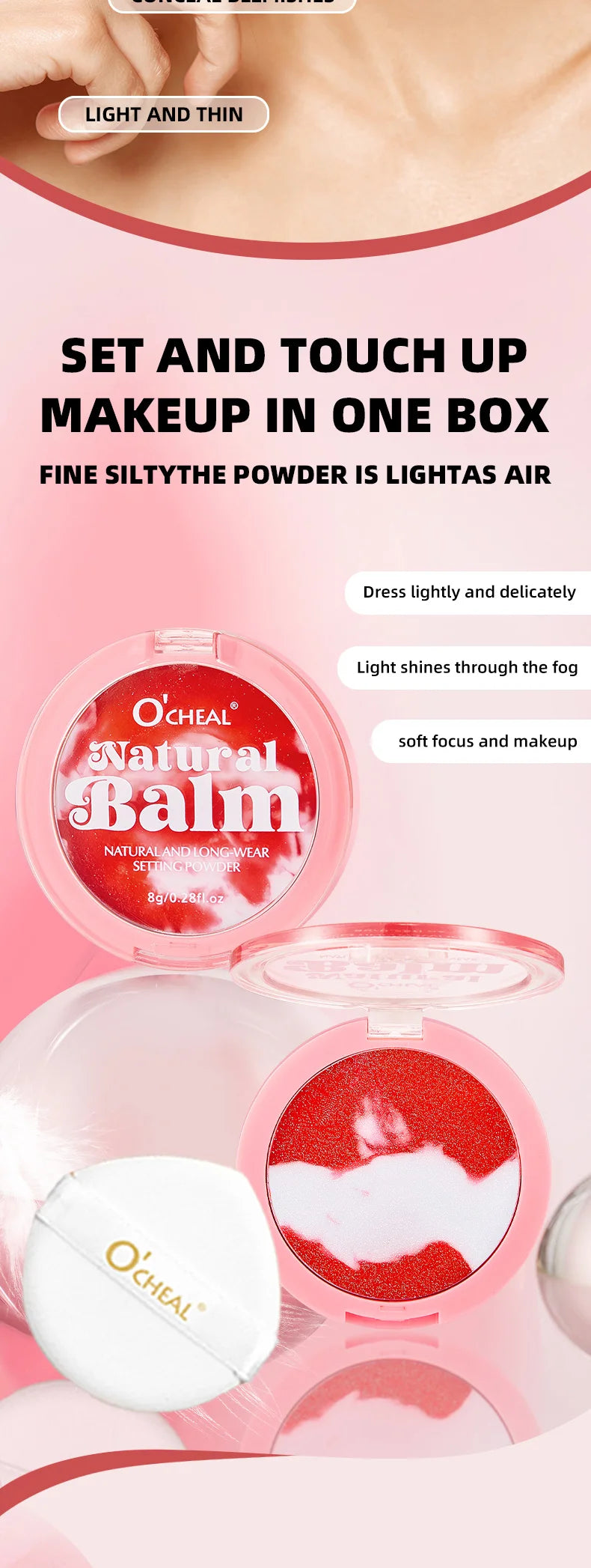 Ocheal Setting Powder Face Long Lasting Oil-controlling Contouring Powder Skin-friendly Skin Natural Cosmetics
