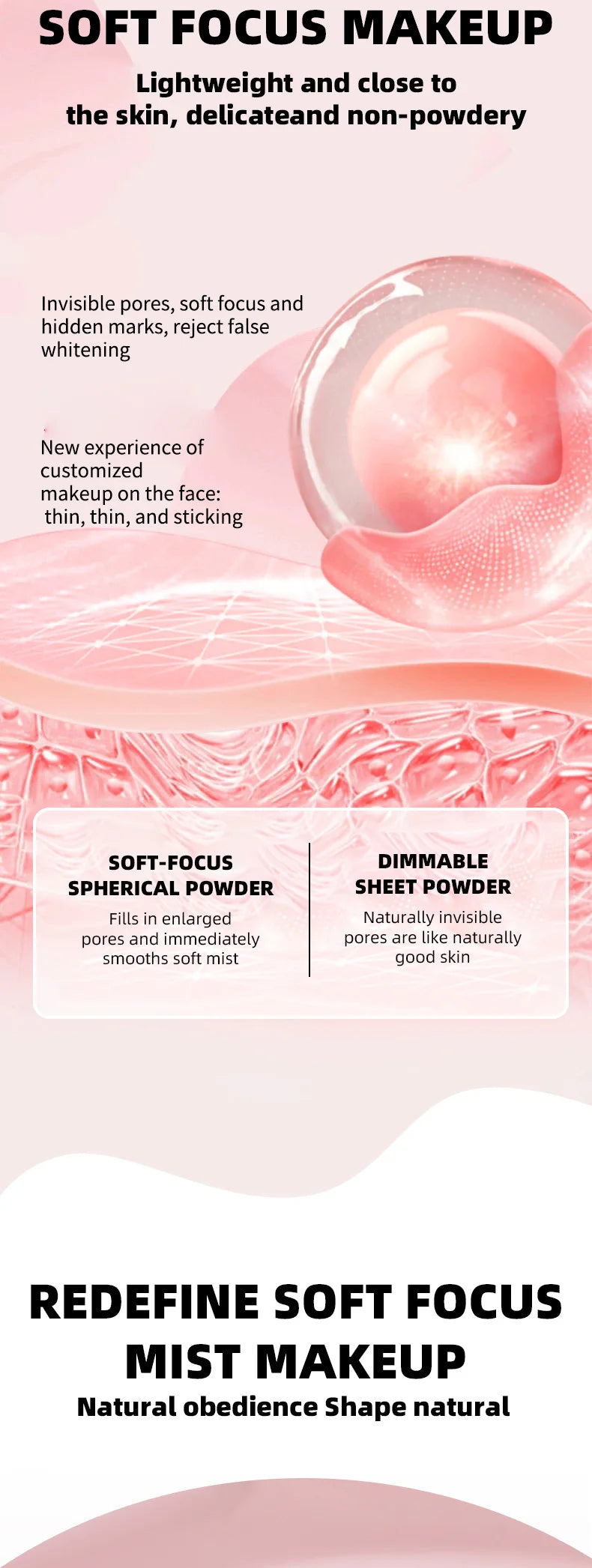 Ocheal Setting Powder Face Long Lasting Oil-controlling Contouring Powder Skin-friendly Skin Natural Cosmetics