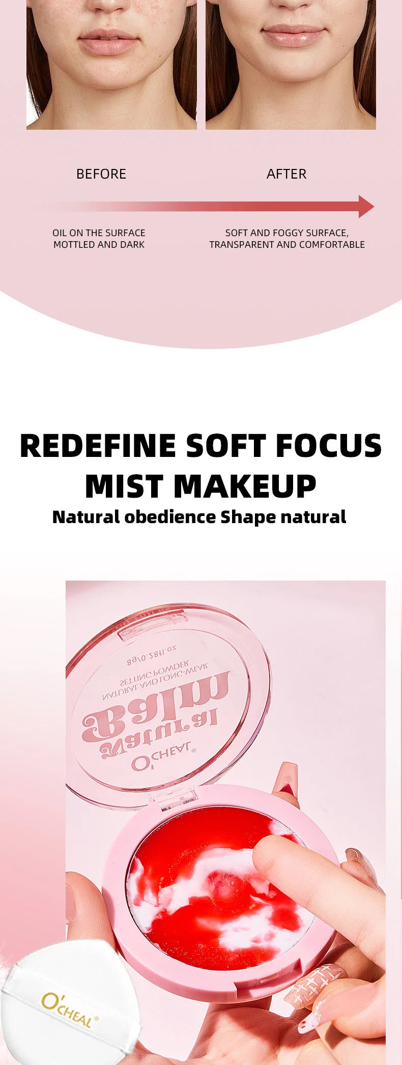 Ocheal Setting Powder Face Long Lasting Oil-controlling Contouring Powder Skin-friendly Skin Natural Cosmetics