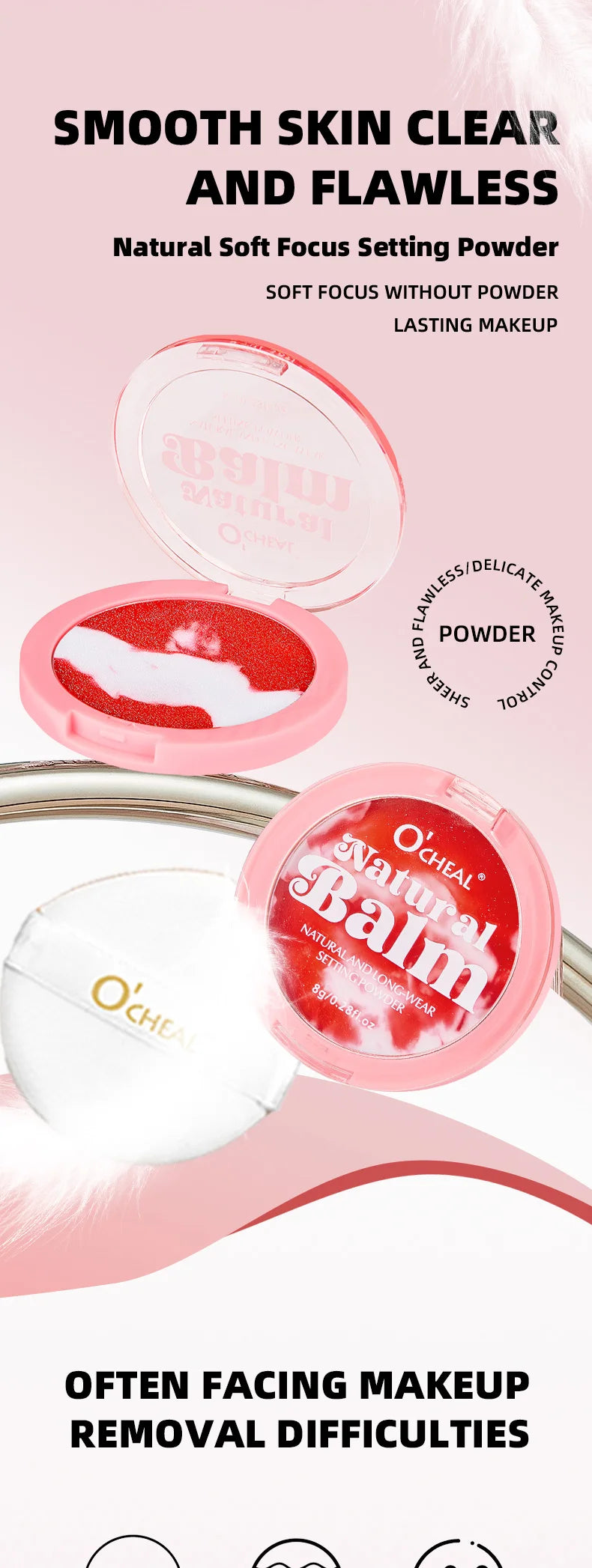 Ocheal Setting Powder Face Long Lasting Oil-controlling Contouring Powder Skin-friendly Skin Natural Cosmetics