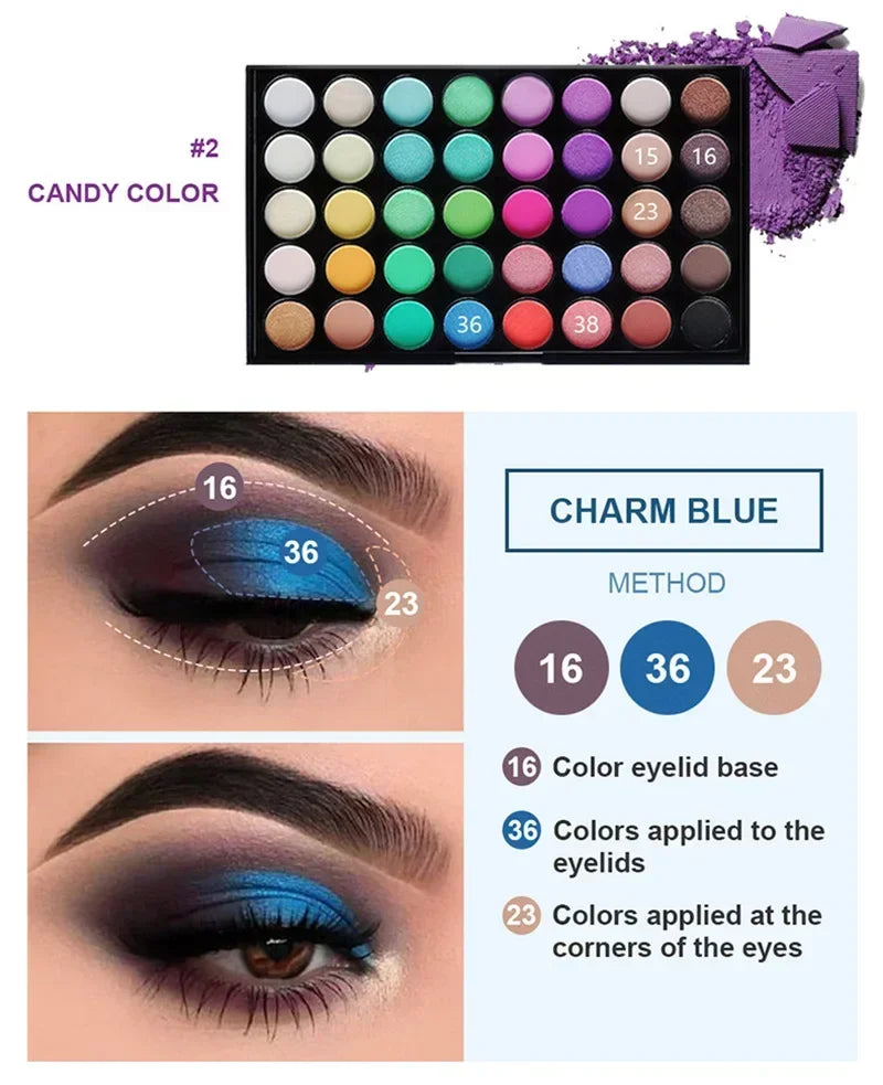 40 Colors Eyeshadow Palette Matte Glitter Pearlescent Powder Shimmer Shine Nude Eye Pigments Make Up Palette Set Cosmetics