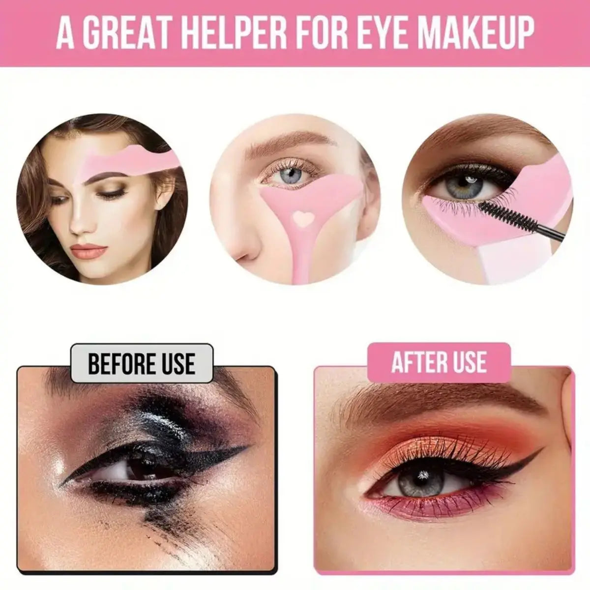 2Pcs Set Winged Eyeliner Stencil Mascara Shield Applicator Set Resusable Silicone Eyeliner Guide Tool for Eye Makeup,Mask Applic