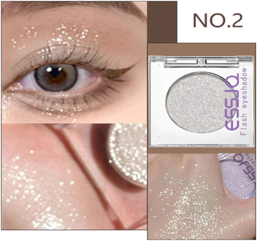 Monochrome White Shiny Highlighter Palette Make Up Glitter Eyeshadow Long-Lasting Pearlescent Shimmer Brighten Bronzers Makeup