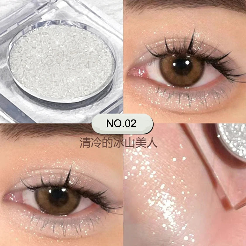 Monochrome White Shiny Highlighter Palette Make Up Glitter Eyeshadow Long-Lasting Pearlescent Shimmer Brighten Bronzers Makeup