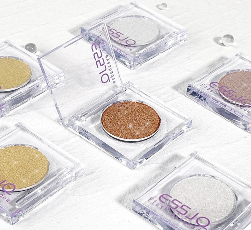 Monochrome White Shiny Highlighter Palette Make Up Glitter Eyeshadow Long-Lasting Pearlescent Shimmer Brighten Bronzers Makeup