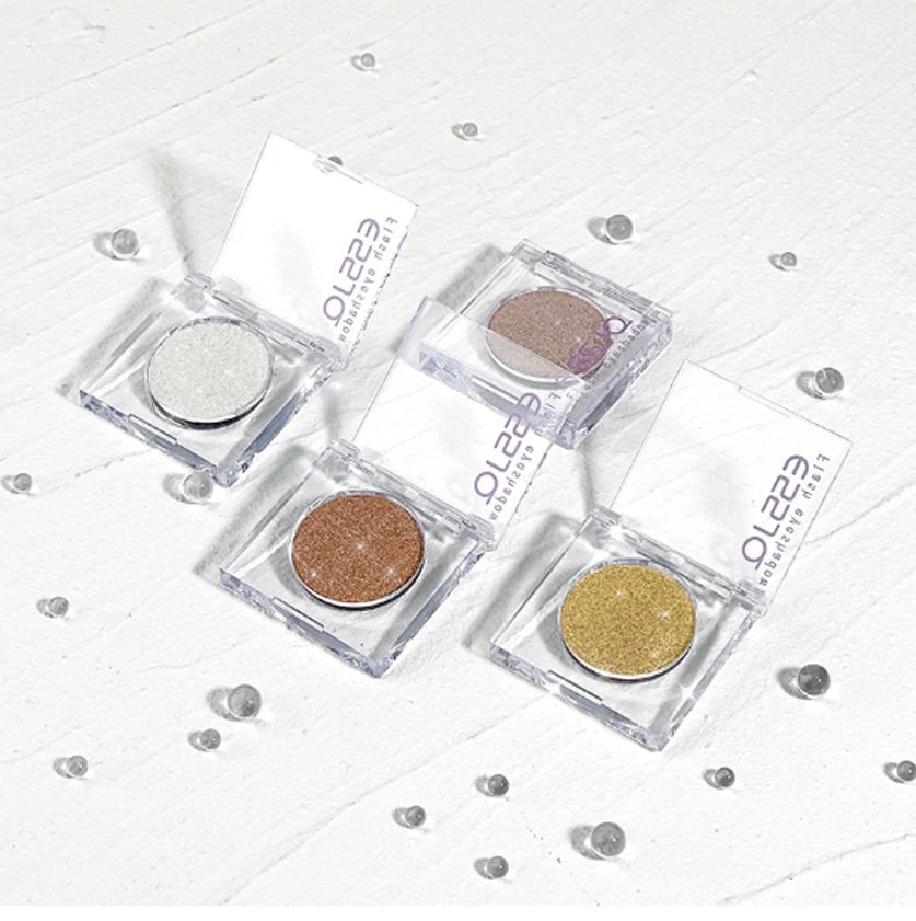 Monochrome White Shiny Highlighter Palette Make Up Glitter Eyeshadow Long-Lasting Pearlescent Shimmer Brighten Bronzers Makeup