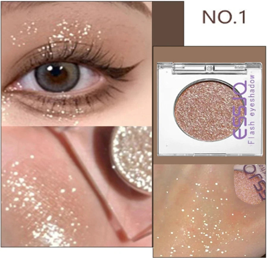 Monochrome White Shiny Highlighter Palette Make Up Glitter Eyeshadow Long-Lasting Pearlescent Shimmer Brighten Bronzers Makeup