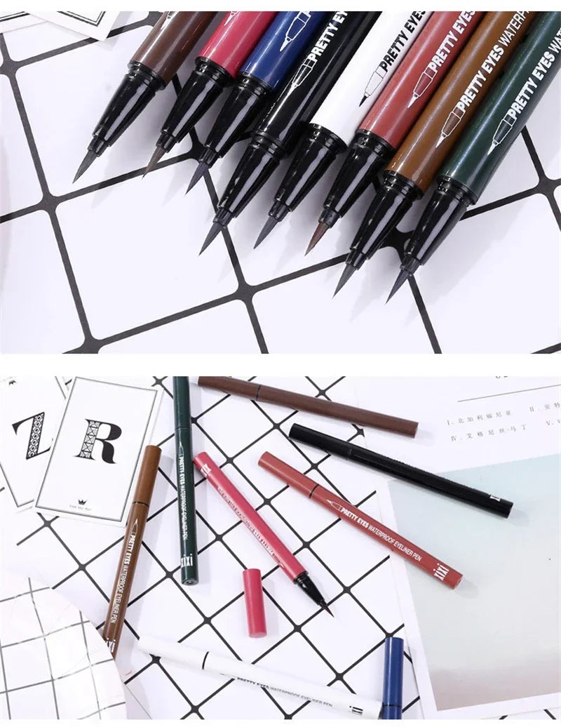 Waterproof Eyeliner Pencils Professional Fast Dry Smooth Eyes Brown Black Color Pigments Liquid Eye Liner Pen Make Up Tools