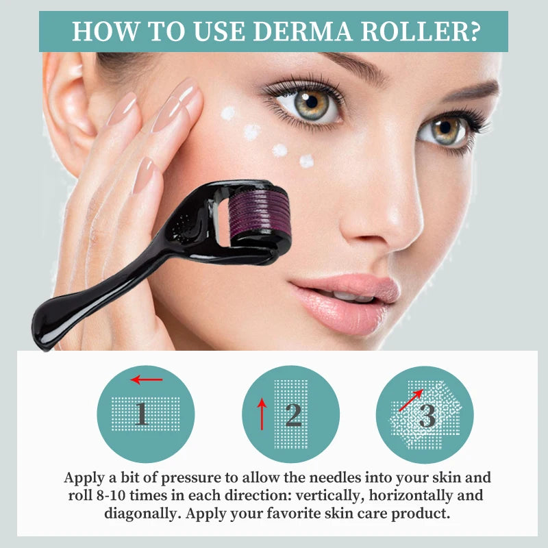 540 Needles for Facial Body Hair Growth Derma Roller for Skin Beard 0.2mm 0.25mm 0.3mm Needle Micro Face Roll Tool