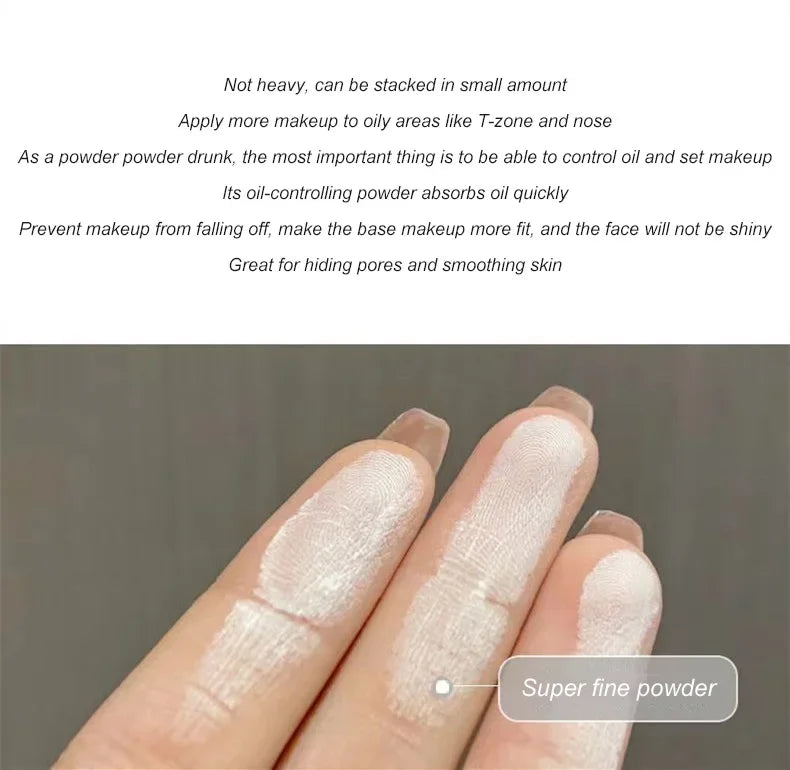 Natural Pressed Powder Transparent White Brighten Oil Control Concealer Lasting Face Makeup Setting Powder Waterproof Cosmetic