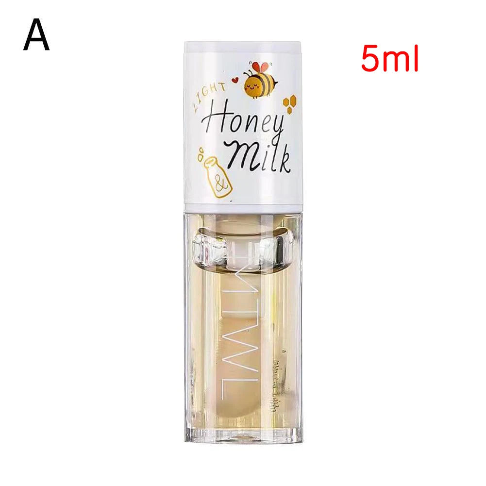 Kawaii Honey Peach Lip Oil Long Lasting Non-sticky Moisturizing Lip Tint with Lip Plumper Hydrating Lip Care Serum 5ml Make Up
