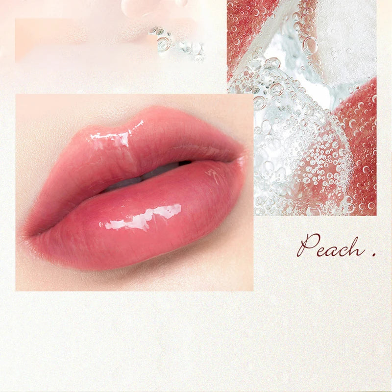 Kawaii Honey Peach Lip Oil Long Lasting Non-sticky Moisturizing Lip Tint with Lip Plumper Hydrating Lip Care Serum 5ml Make Up