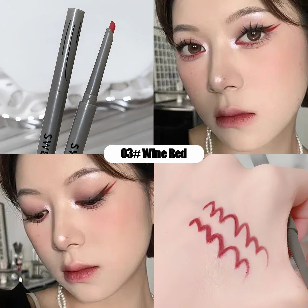 Silky Long-lasting Eye Liner Pencil Eyeliner Pen Natural Matte Wine Red Eyeliner Easy To Color Waterproof Eye Make Up Cosmetics
