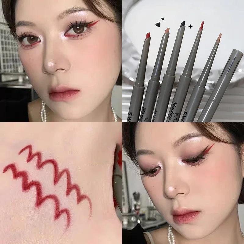 Silky Long-lasting Eye Liner Pencil Eyeliner Pen Natural Matte Wine Red Eyeliner Easy To Color Waterproof Eye Make Up Cosmetics