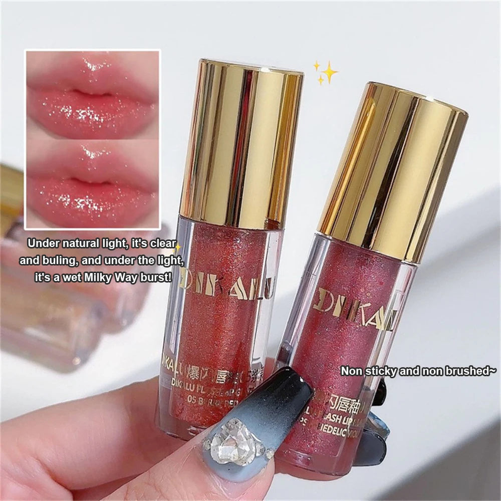 Diamond Shimmer Glitter Lip Gloss 5 Colors Sparkling Glitter Liquid Transparent Lipstick Pearl Lip Gloss Sexy Pouty Lip Make Up