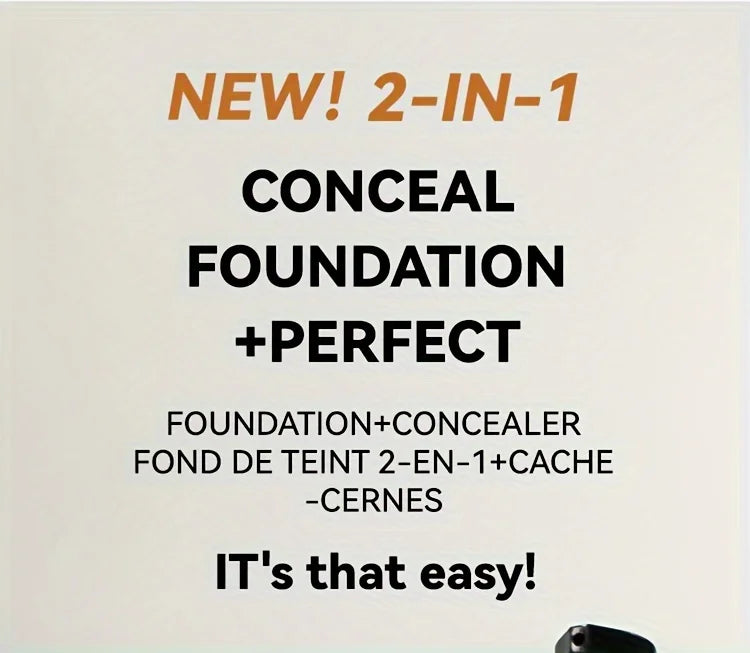2-In-1 Oil Control Liquid Foundation And Conceal, Full Coverage Long Lasting Waterproof, Hydrating And Brightening Concealer