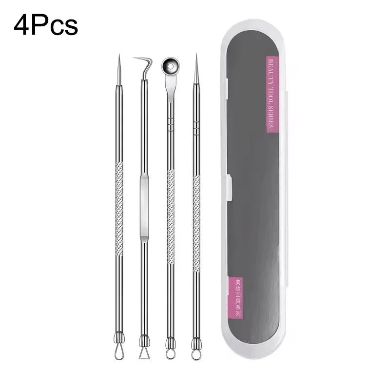 4-11Pcs Ingrown Hair Tweezers Acne Blackhead Removal Needles Black Dots Cleaner Deep Cleansing Pore Cleaner Face Skin Care Tools