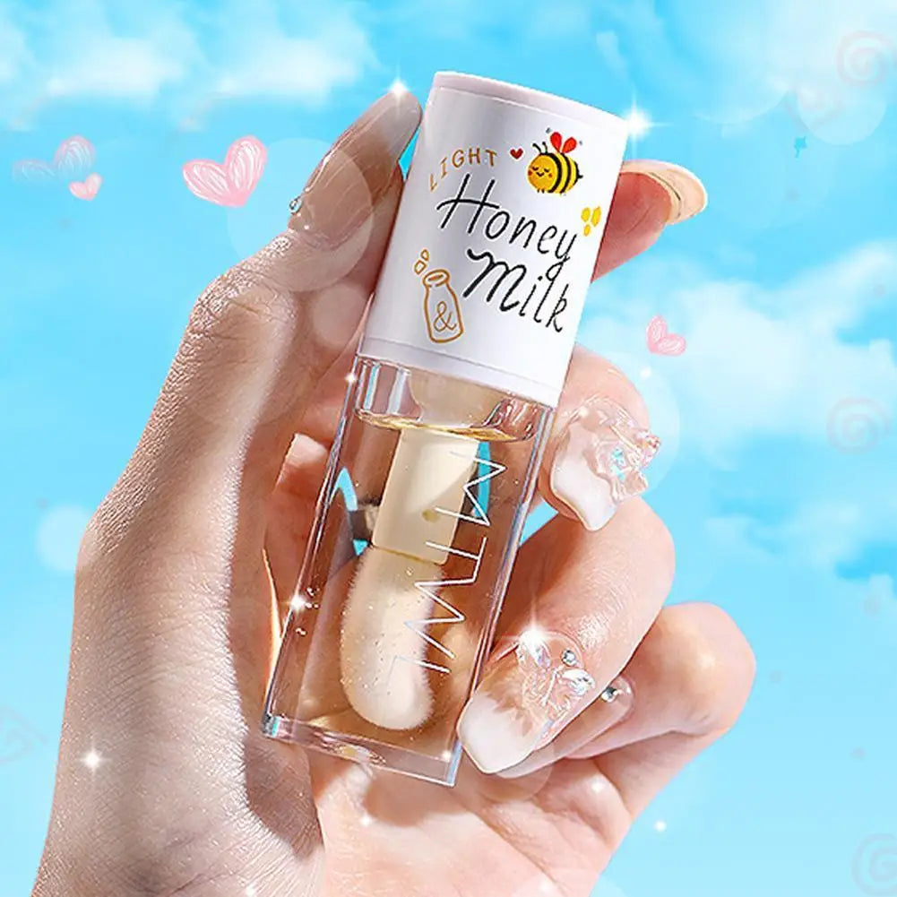 Kawaii Honey Peach Lip Oil Long Lasting Non-sticky Moisturizing Lip Tint with Lip Plumper Hydrating Lip Care Serum 5ml Make Up