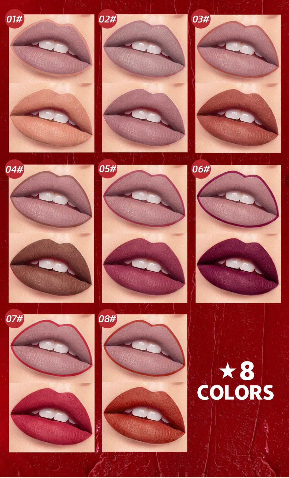 QIBEST 2 In 1 Matte Lipstick Pencil Waterproof Lip Liner Makeup Contour Tint Sexy Red Long Lasting Lipliner Lips Pencil Cosmetic