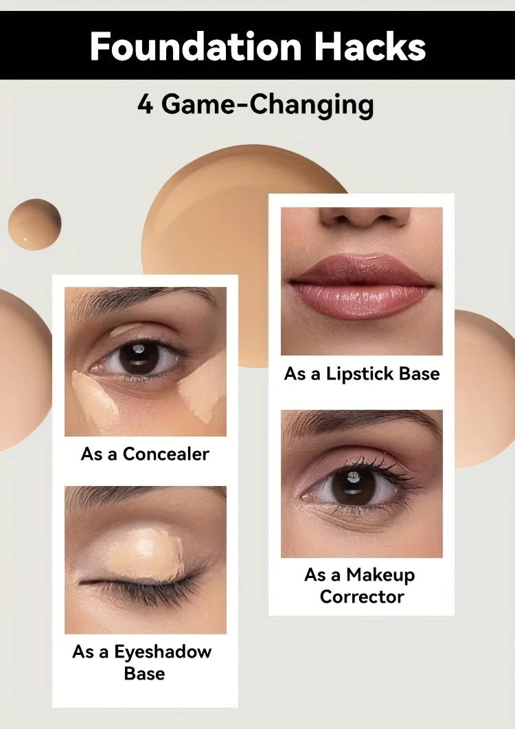 2-In-1 Oil Control Liquid Foundation And Conceal, Full Coverage Long Lasting Waterproof, Hydrating And Brightening Concealer