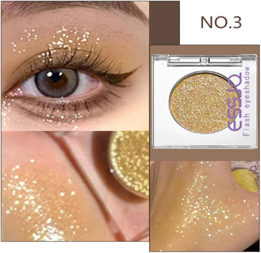 Monochrome White Shiny Highlighter Palette Make Up Glitter Eyeshadow Long-Lasting Pearlescent Shimmer Brighten Bronzers Makeup