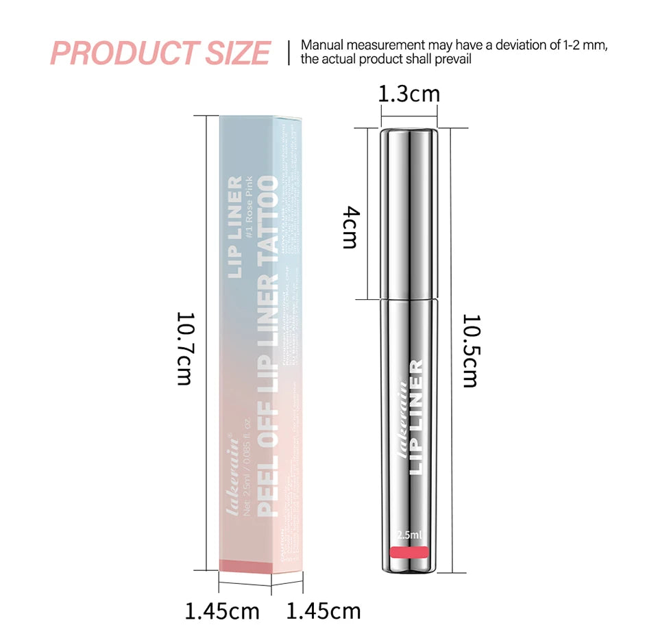 Peel Off Lip Liner Waterproof Long Lasting Liquid Lip Stick Lasting Makeup Liquid lipliner Containing Hyaluronic Acid Vitamin E