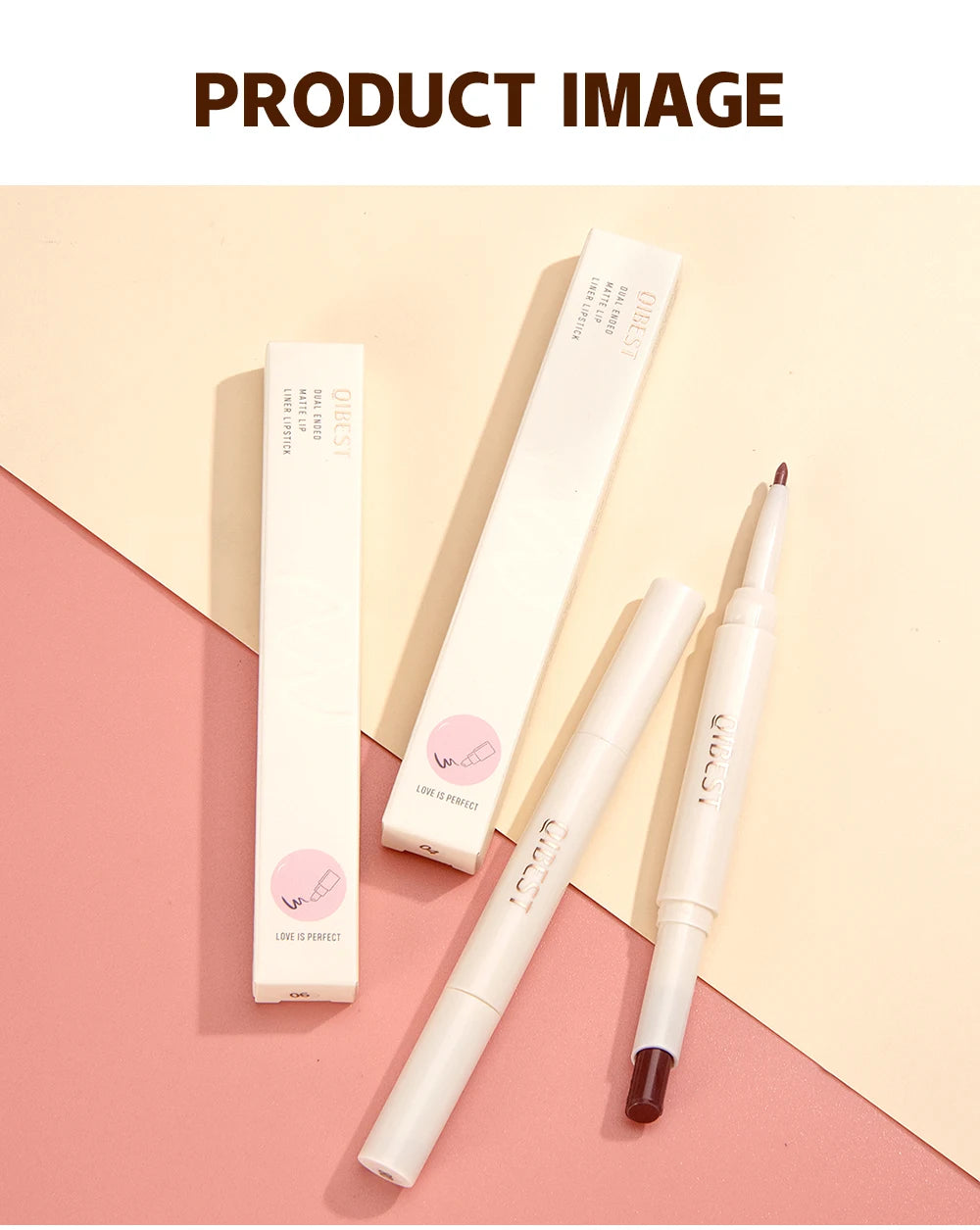 QIBEST 2 In 1 Matte Lipstick Pencil Waterproof Lip Liner Makeup Contour Tint Sexy Red Long Lasting Lipliner Lips Pencil Cosmetic