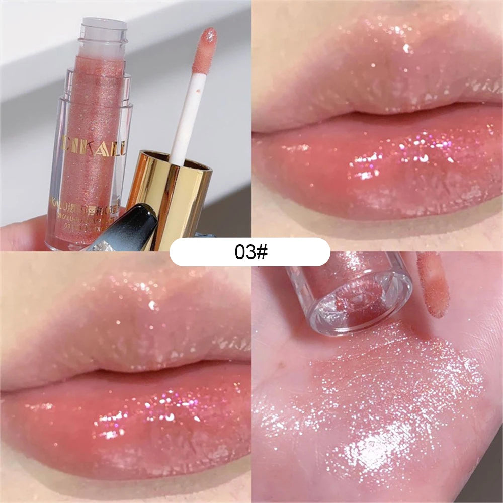 Diamond Shimmer Glitter Lip Gloss 5 Colors Sparkling Glitter Liquid Transparent Lipstick Pearl Lip Gloss Sexy Pouty Lip Make Up