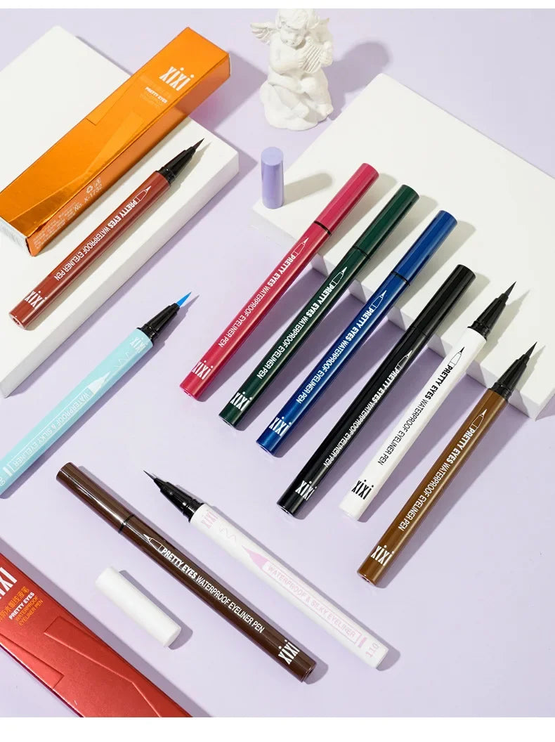 Waterproof Eyeliner Pencils Professional Fast Dry Smooth Eyes Brown Black Color Pigments Liquid Eye Liner Pen Make Up Tools