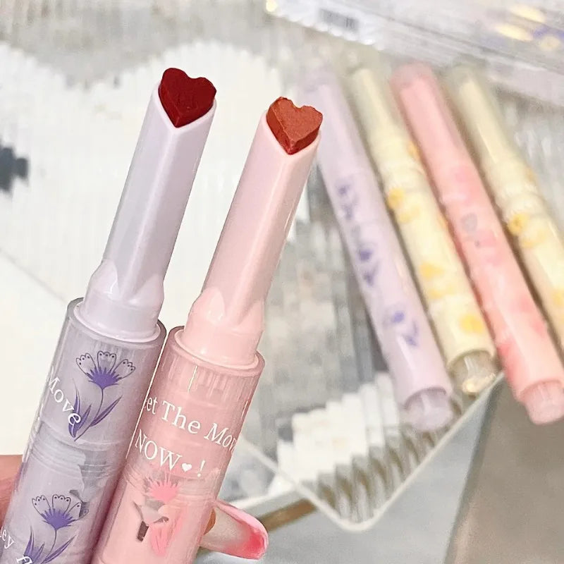 Clear Water Light Solid Lip Gloss Jelly Pink Lip Tint Mirror Glass Lip Glaze Heart-shaped Moisturising Lipstick Pencil Makeup