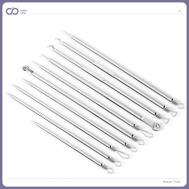 4-11Pcs Ingrown Hair Tweezers Acne Blackhead Removal Needles Black Dots Cleaner Deep Cleansing Pore Cleaner Face Skin Care Tools