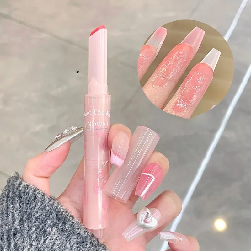 Clear Water Light Solid Lip Gloss Jelly Pink Lip Tint Mirror Glass Lip Glaze Heart-shaped Moisturising Lipstick Pencil Makeup