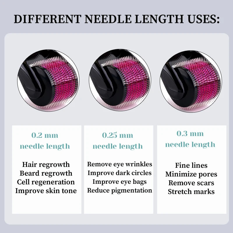 540 Needles for Facial Body Hair Growth Derma Roller for Skin Beard 0.2mm 0.25mm 0.3mm Needle Micro Face Roll Tool