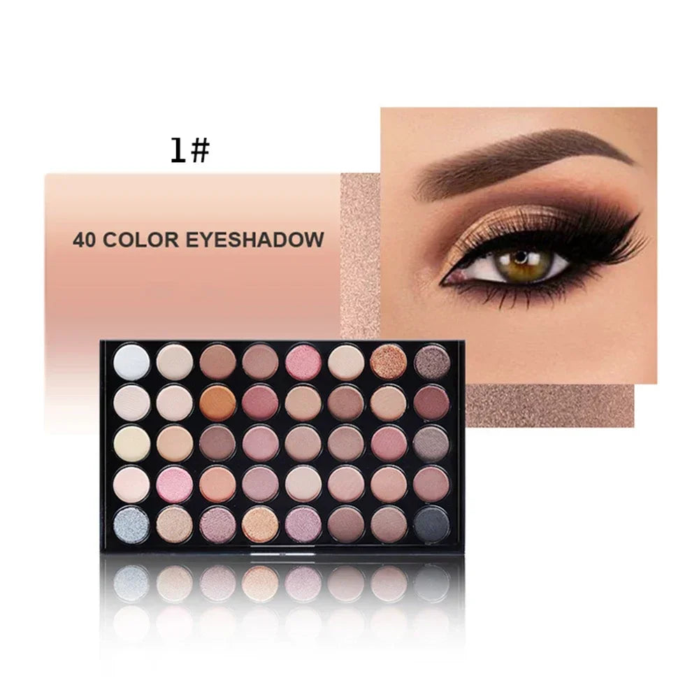 40 Colors Eyeshadow Palette Matte Glitter Pearlescent Powder Shimmer Shine Nude Eye Pigments Make Up Palette Set Cosmetics