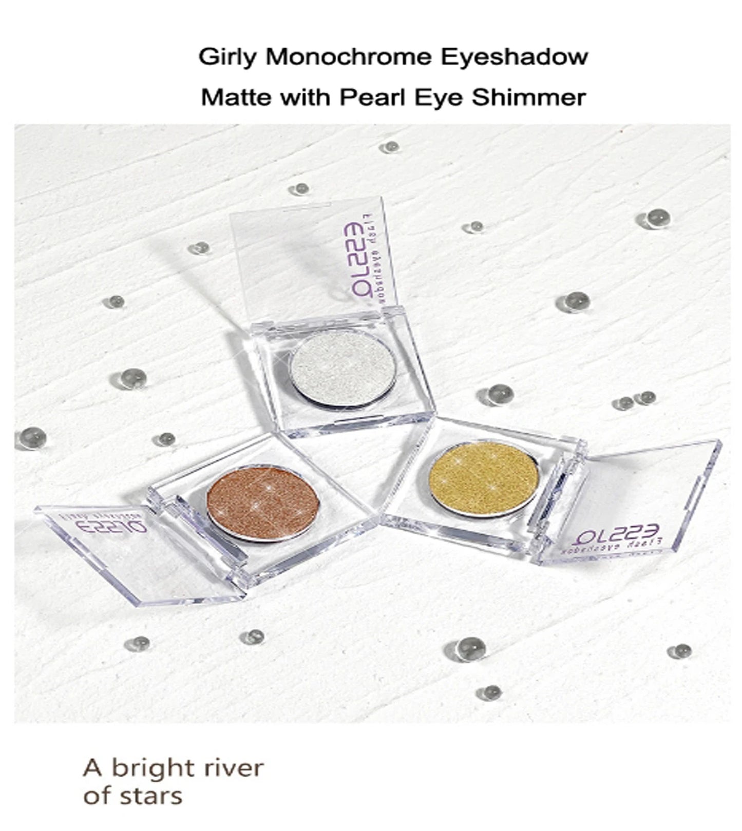 Monochrome White Shiny Highlighter Palette Make Up Glitter Eyeshadow Long-Lasting Pearlescent Shimmer Brighten Bronzers Makeup
