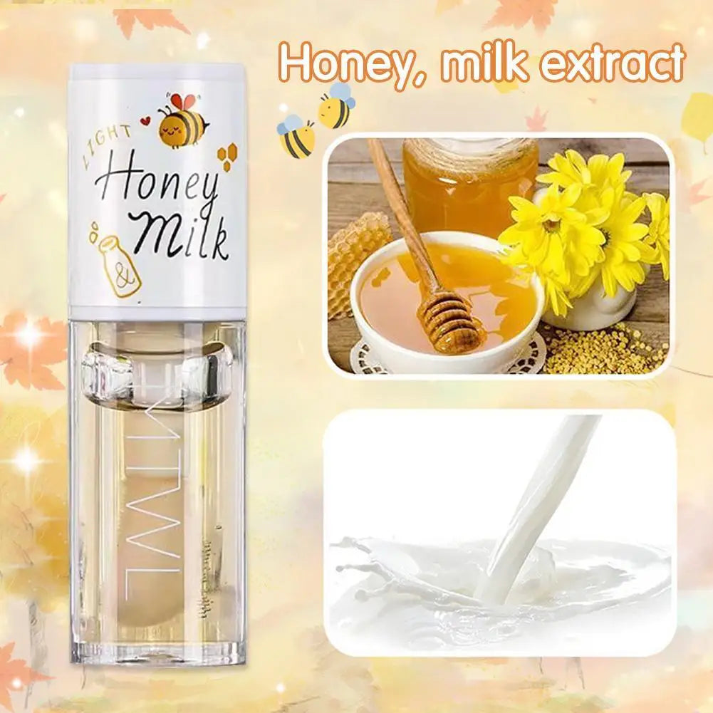 Kawaii Honey Peach Lip Oil Long Lasting Non-sticky Moisturizing Lip Tint with Lip Plumper Hydrating Lip Care Serum 5ml Make Up