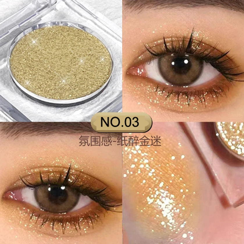 Monochrome White Shiny Highlighter Palette Make Up Glitter Eyeshadow Long-Lasting Pearlescent Shimmer Brighten Bronzers Makeup