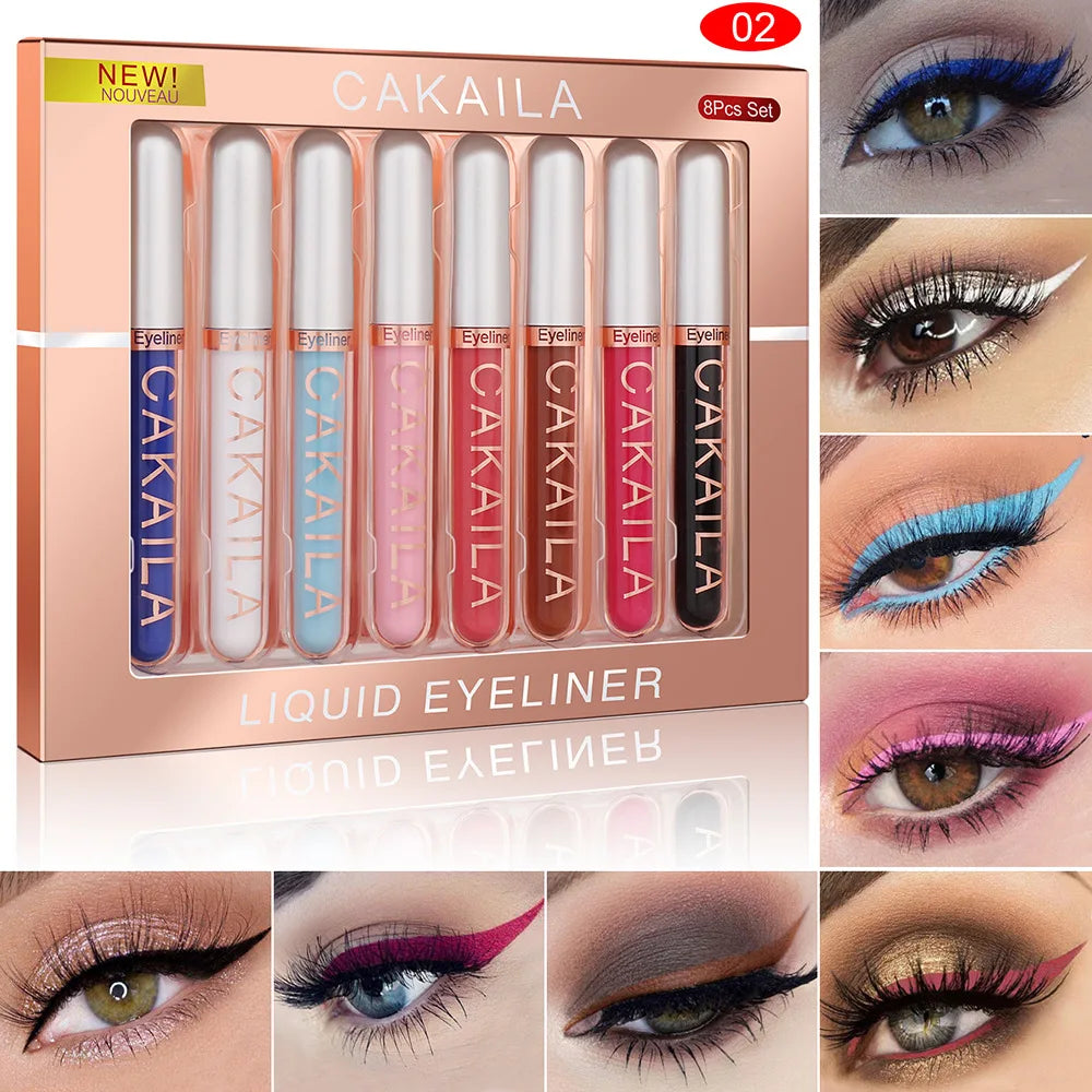 8 Colors/Set Matte Color Eyeliner Kit Makeup Waterproof Colorful Eye Liner Pen Eyes Make up Eyeshadow Cosmetics Eyeliners Set