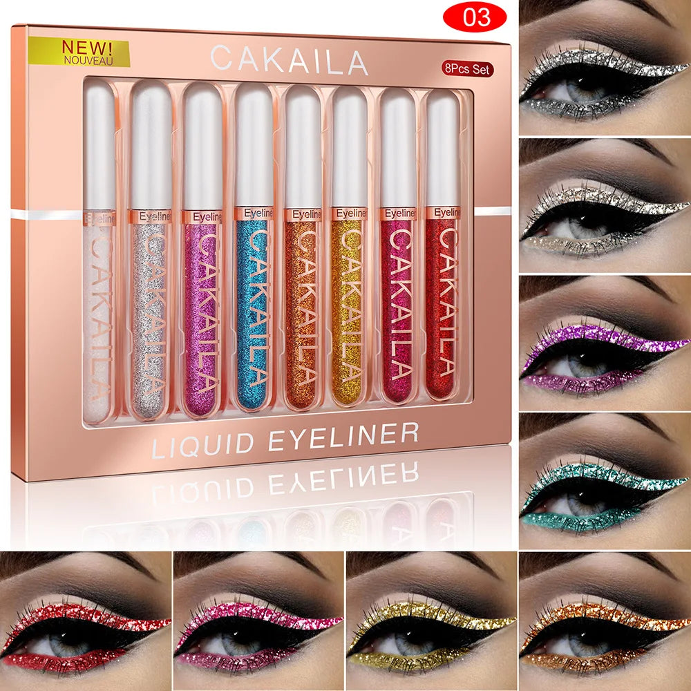 8 Colors/Set Matte Color Eyeliner Kit Makeup Waterproof Colorful Eye Liner Pen Eyes Make up Eyeshadow Cosmetics Eyeliners Set