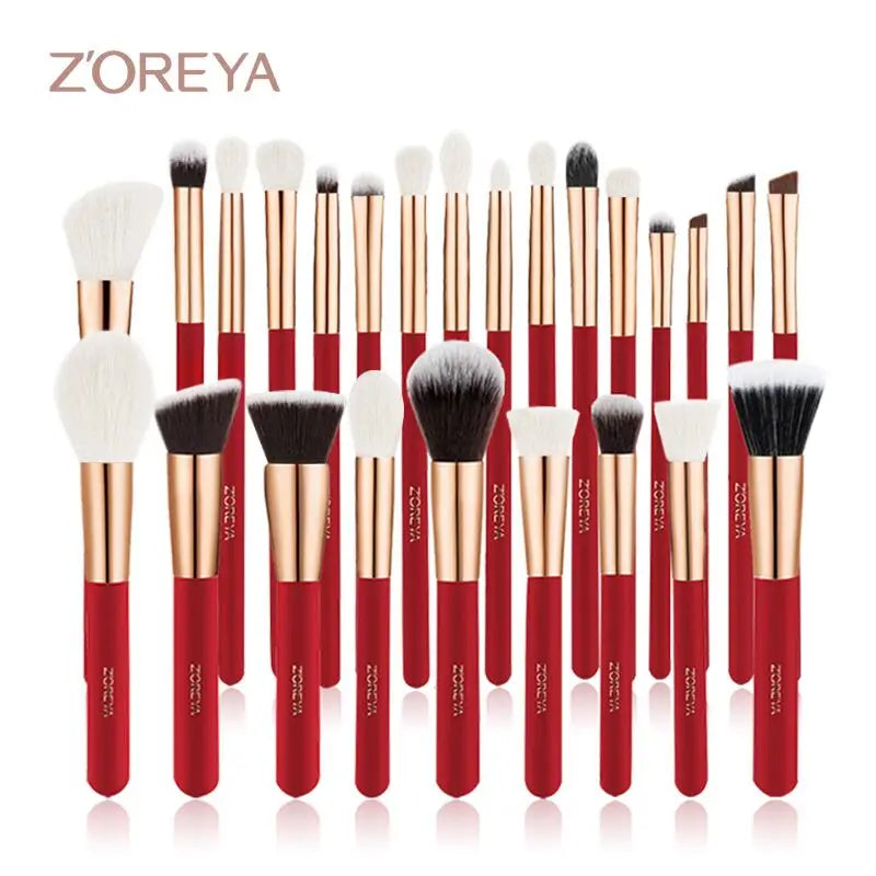 ZOREYA Rose Red Makeup Brushes Set Tools Professional Foundation Powder Eyeshadow Make up Brush Blush brochas de maquillaje