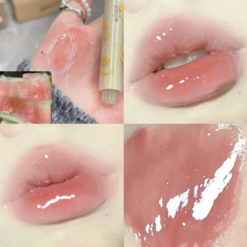 Clear Water Light Solid Lip Gloss Jelly Pink Lip Tint Mirror Glass Lip Glaze Heart-shaped Moisturising Lipstick Pencil Makeup