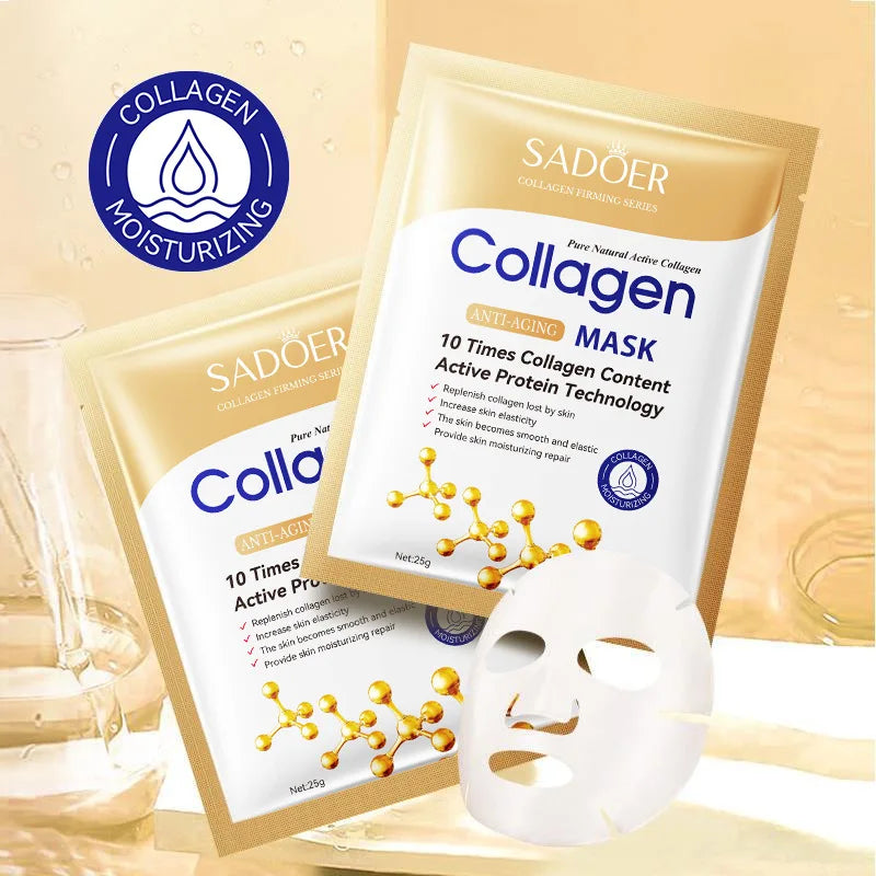 10pcs Collagen Face Mask Firming Moisturizing Repair Brightening skincare Face Sheet Mask Beauty Facial Masks Skin Care SADOER