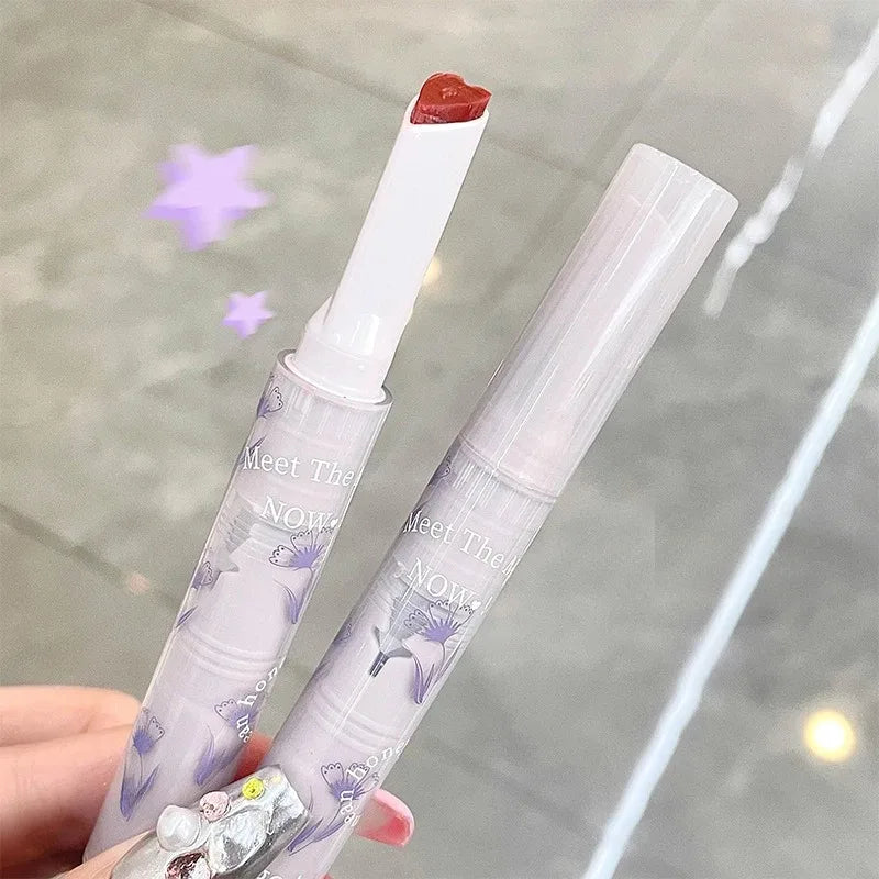 Clear Water Light Solid Lip Gloss Jelly Pink Lip Tint Mirror Glass Lip Glaze Heart-shaped Moisturising Lipstick Pencil Makeup