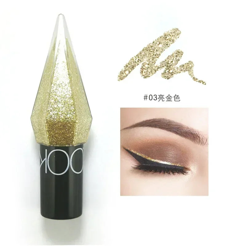 Diamond Shiny Eye Liners Eyeshadow Waterproof Silver Rose Gold Color Glitter Sequins Eyeliner Eye Shadow Makeup Beauty Cosmetics