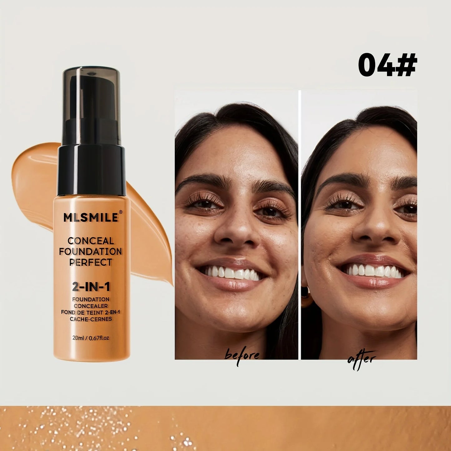 2-In-1 Oil Control Liquid Foundation And Conceal, Full Coverage Long Lasting Waterproof, Hydrating And Brightening Concealer