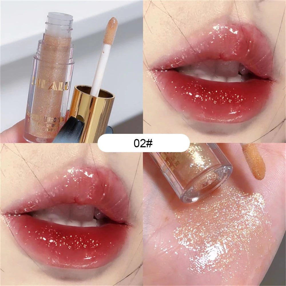 Diamond Shimmer Glitter Lip Gloss 5 Colors Sparkling Glitter Liquid Transparent Lipstick Pearl Lip Gloss Sexy Pouty Lip Make Up