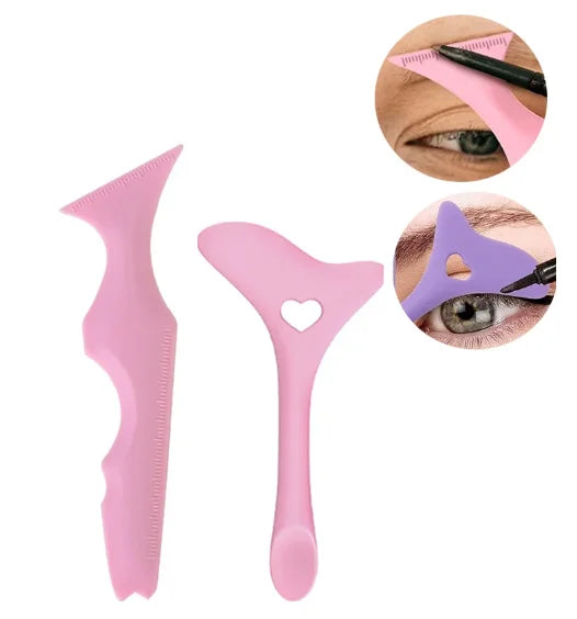 2Pcs Set Winged Eyeliner Stencil Mascara Shield Applicator Set Resusable Silicone Eyeliner Guide Tool for Eye Makeup,Mask Applic