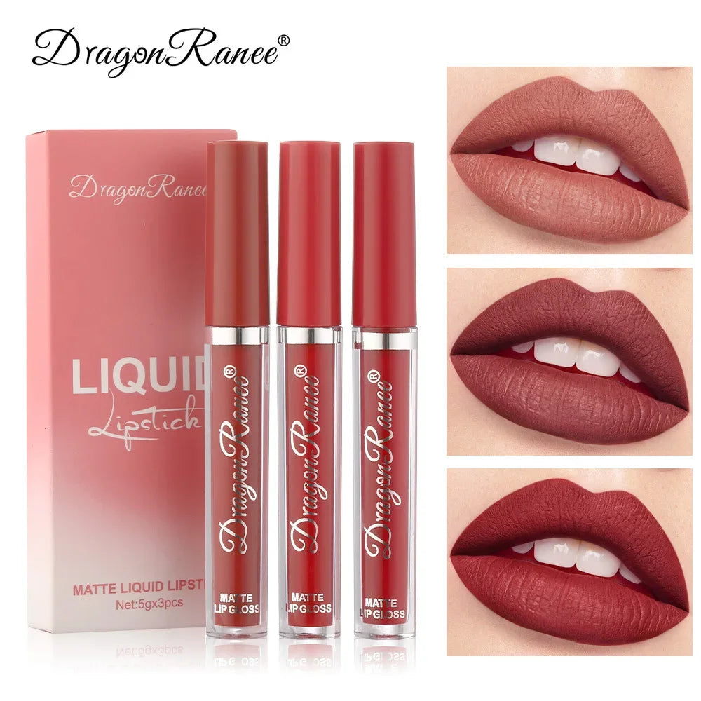 3 PCS Liquid Lipsticks Set Long Lasting Make Up For Women Korean Beauty Cosmetics Matte Lipsticks Waterproof Long lasting