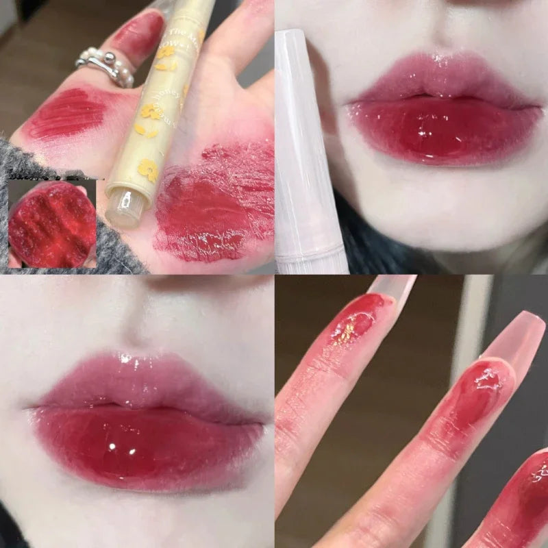 Clear Water Light Solid Lip Gloss Jelly Pink Lip Tint Mirror Glass Lip Glaze Heart-shaped Moisturising Lipstick Pencil Makeup