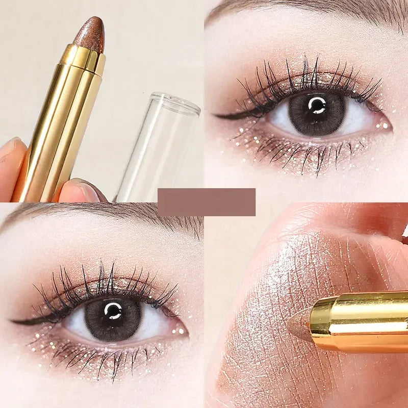 Double-sided Eyeshadow Stick - Highlighter & Brightening Pen with Pearly Glitter & Matte Finish